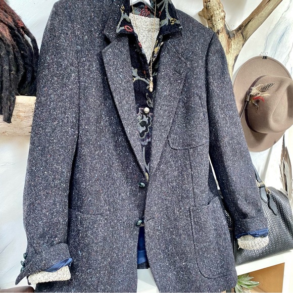 Scottish handwoven Wool Boyfriend/cowgirl boho equestrian Blazer w cottage vibe - Picture 10 of 16